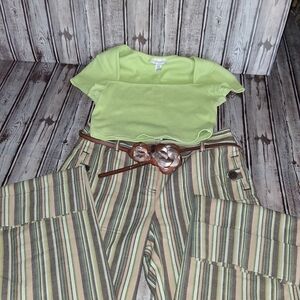 Striped Green and Brown Women's Pants